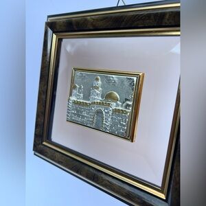 Saad Jerusalem of Gold & Silver Tower of David Silver Plated Plaque Crystal Art